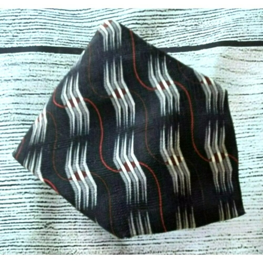 Damani Men's Black/Red/White/Gray Tie Silk Made in USA RN51093